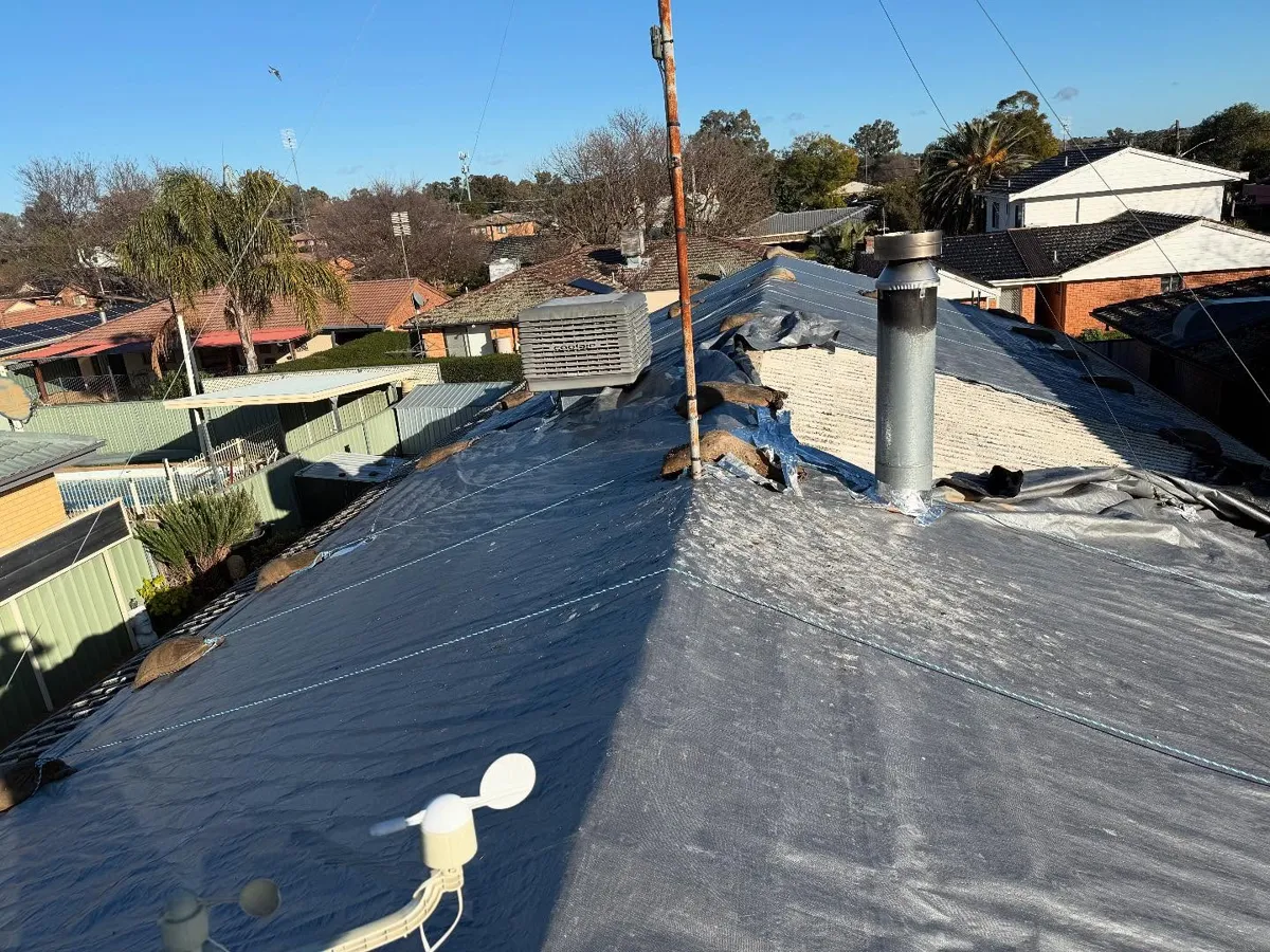 Roof replacement in progress with sarking laid, Dubbo